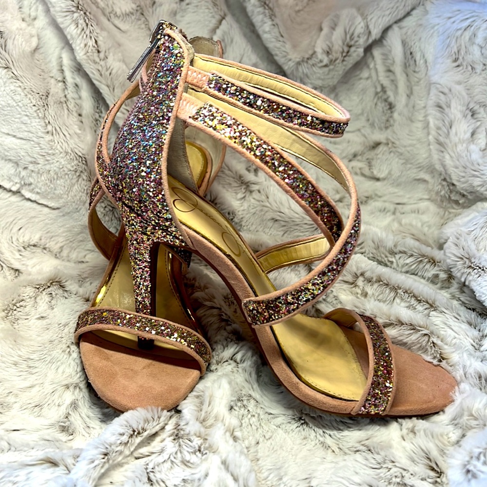 Jessica Simpson champagne multi - glitter heeled sandal